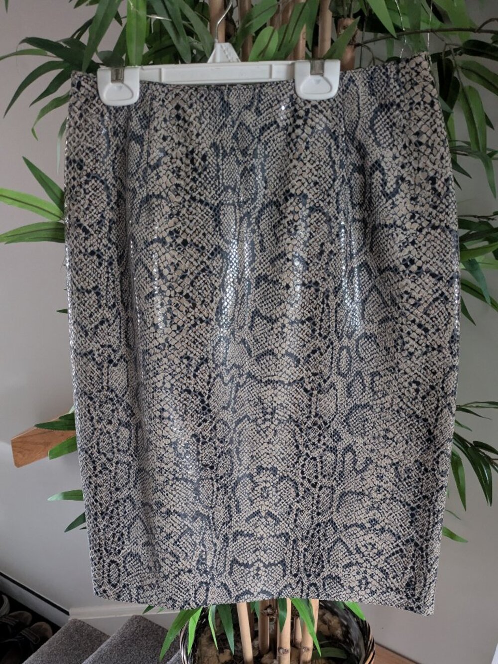 Vintage Danier Snake Print Leather Skirt